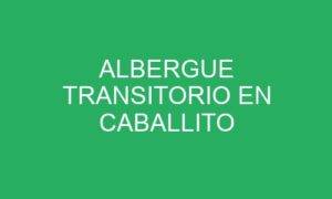 ALBERGUE TRANSITORIO EN CABALLITO